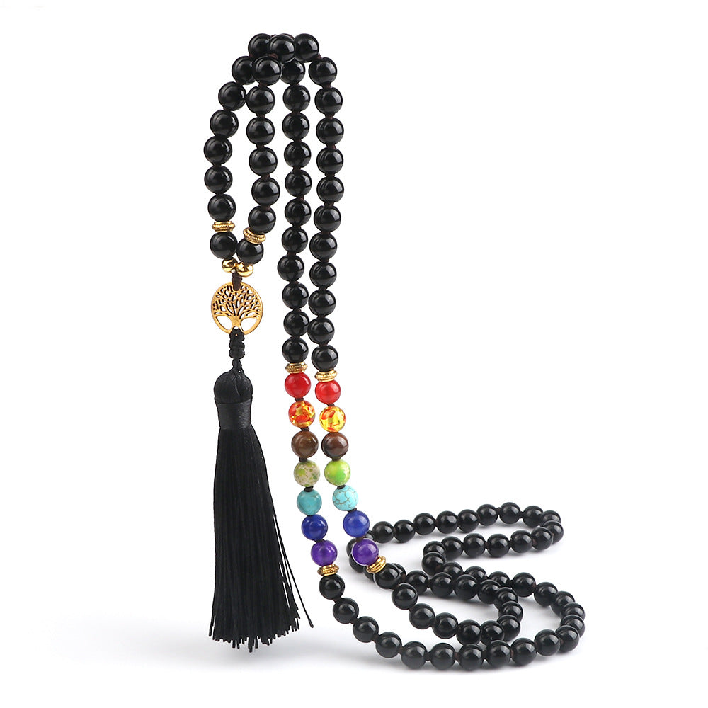 Obsidiana al por mayor 108pcs Multicapa Multilapa de la vida Pulsero de borla
